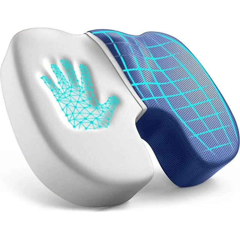 Ergonomic U-shape memory foam seat cushion, blue cover